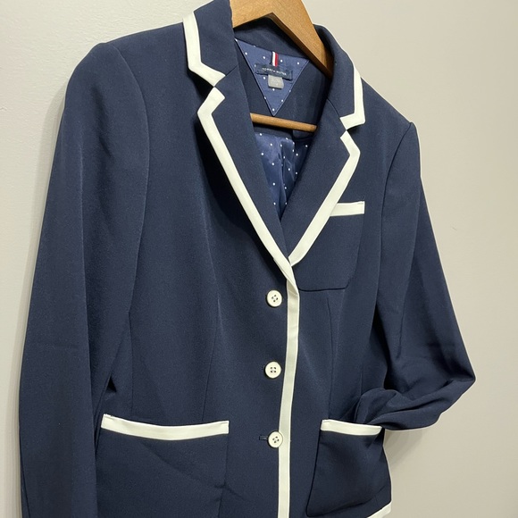 3/20 Tommy Hilfinger Navy & White Button down Classic Blazer with Lining size 8 - Picture 4 of 15